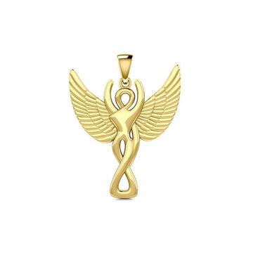 Solid Gold Winged Goddess Pendant GPD5470 - Jewelry